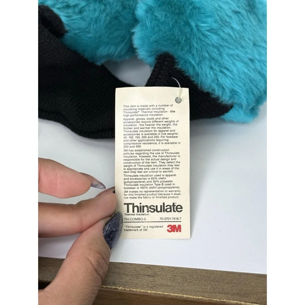 VTG 1991 Totes Mini Muffs Teal Faux Fur Earmuffs Thinsulate‎ Insulated Winter OS
